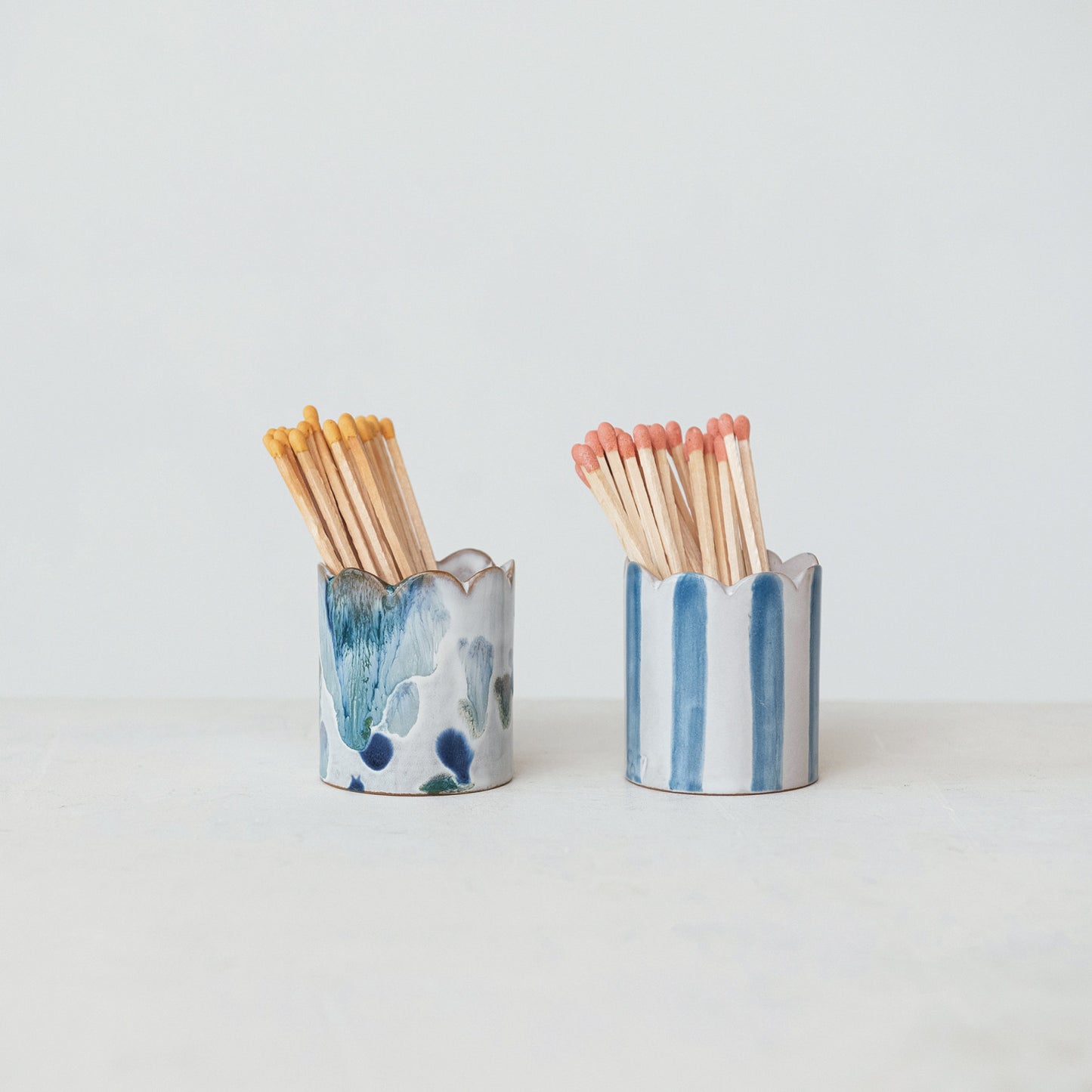 Stoneware Matchstick Holder with Striker, Assorted