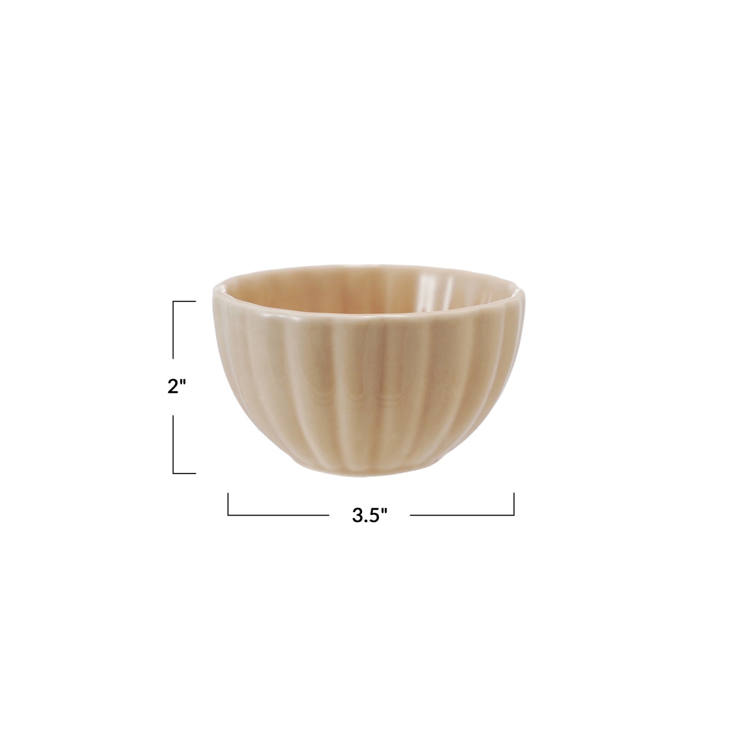 Stoneware Fluted Ribbed Bowl, 3.5”