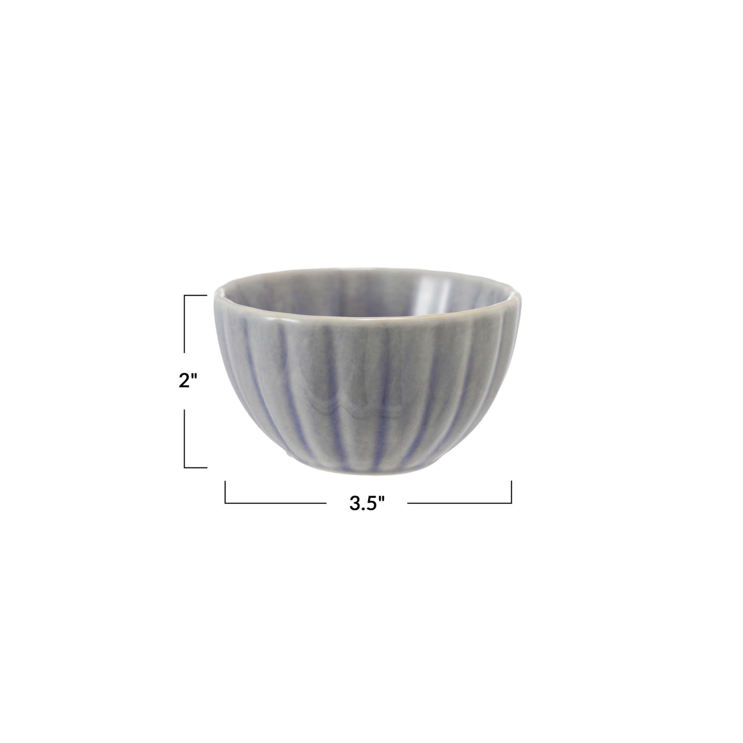 Stoneware Fluted Ribbed Bowl, 3.5”