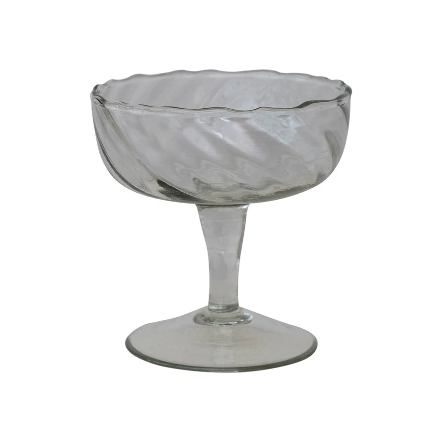 Hand-Blown Twisted Stemmed Coupe Glass, 6oz