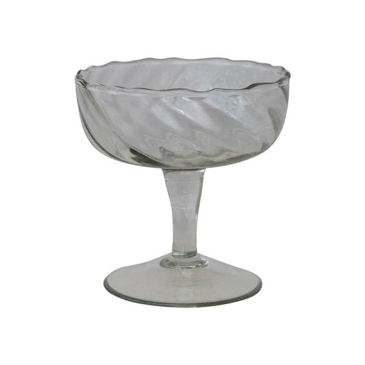 Hand-Blown Twisted Stemmed Coupe Glass, 6oz