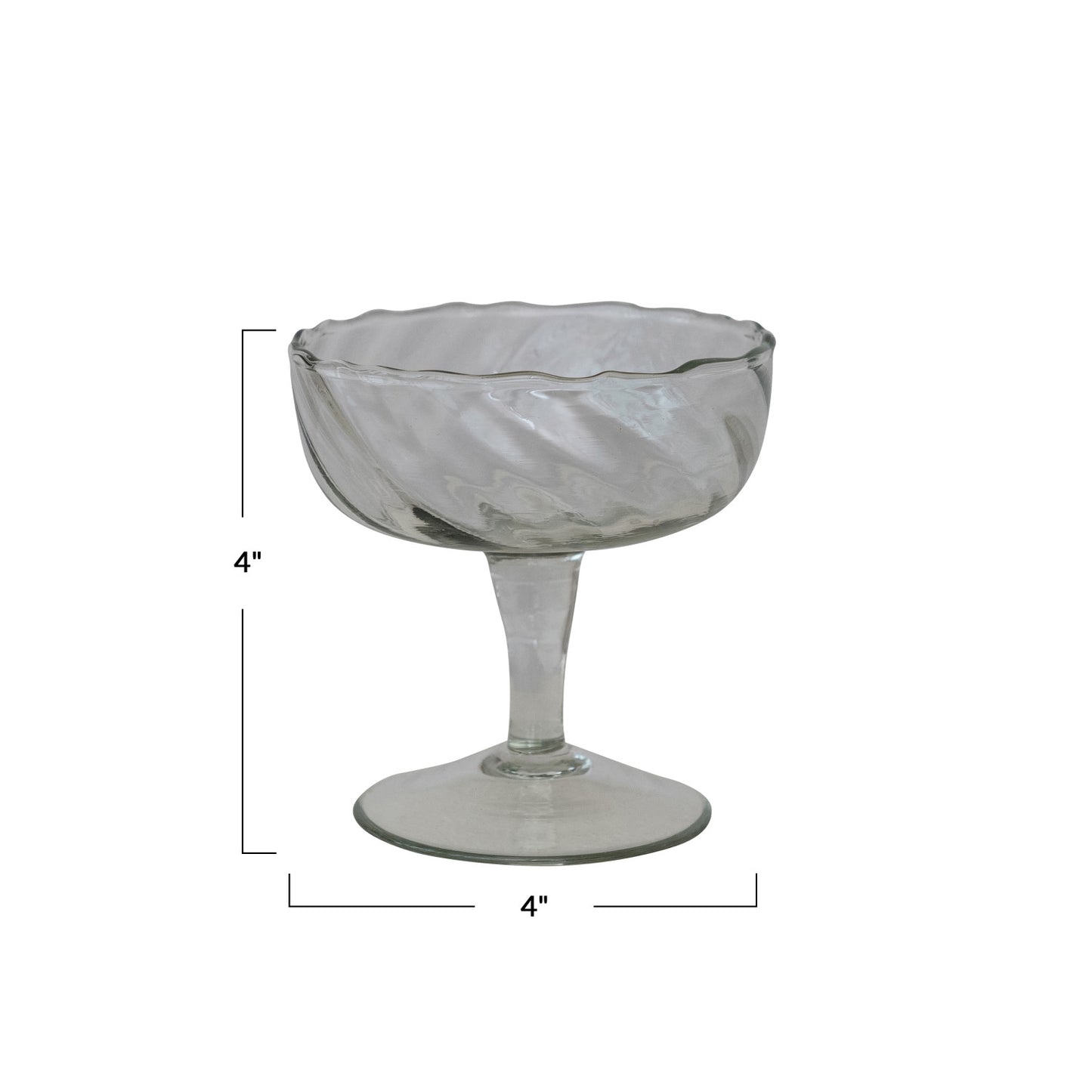 Hand-Blown Twisted Stemmed Coupe Glass, 6oz