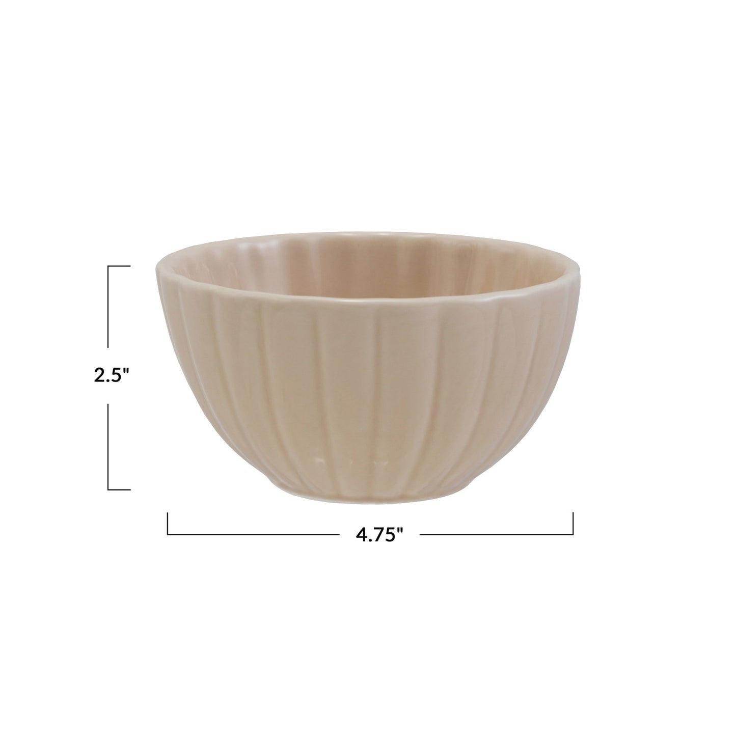 Stoneware Fluted Ribbed Bowl, 4.75”