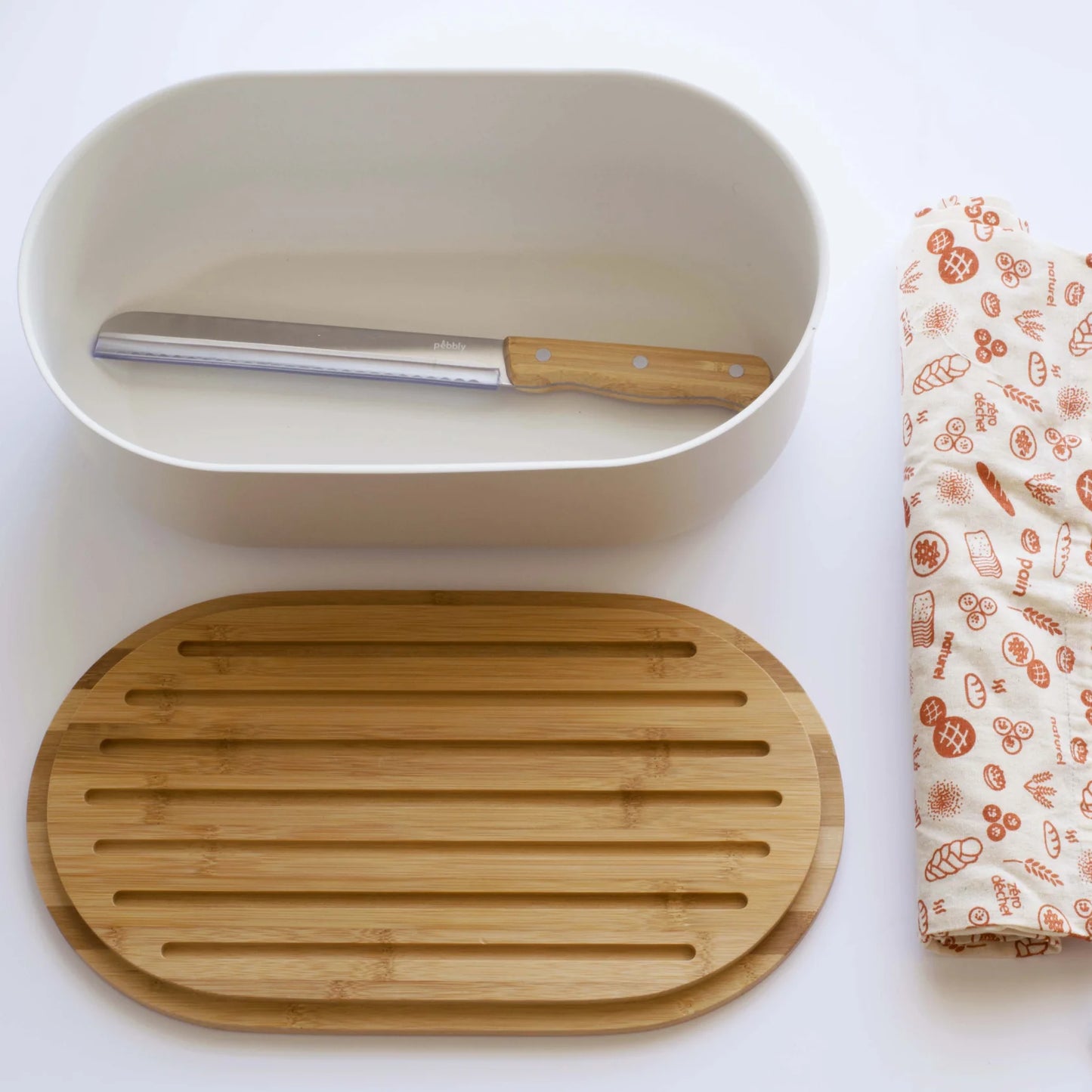 4-In-1 Bread Box With Cutting Board, Knife, And Cotton Bag