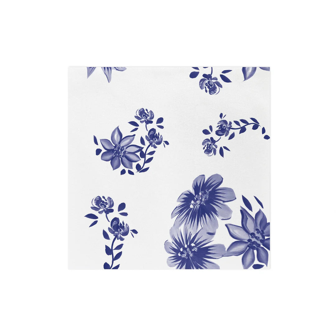 Vietri Papersoft Blue and White Floral Dinner Napkins, Pack of 20