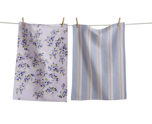 Lavender Floral Dishtowel, Set of 2