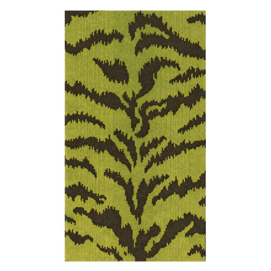 Caspari Tigre Green Guest Napkins, Set of 15