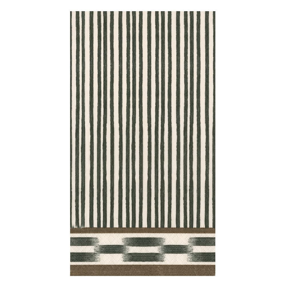 Caspari Boho Stripe Black Guest Napkins, Set of 15