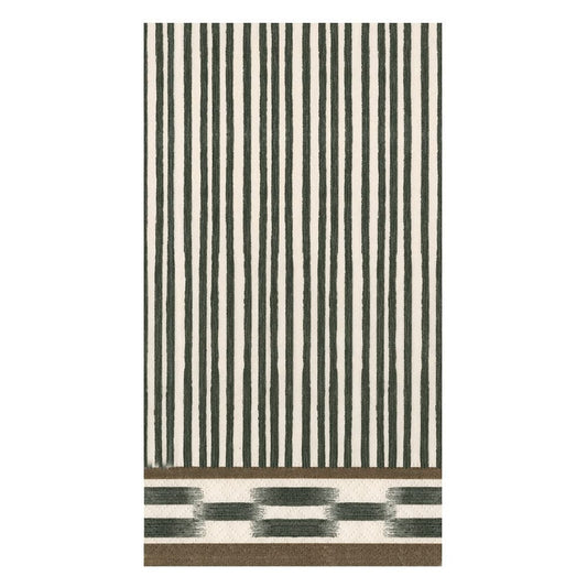 Caspari Boho Stripe Black Guest Napkins, Set of 15