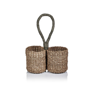 Matera Seagrass Two-Bottle Caddy