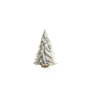 Natural White Leaf Tree with Gold Trim, 12.25”