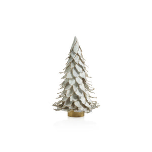 Natural White Leaf Tree with Gold Trim, 15.50”