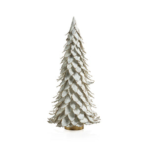 Natural White Leaf Tree with Gold Trim, 22”