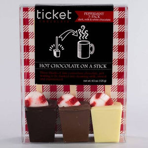 Ticket Chocolate - Hot Chocolate on a Stick 3-pack - Peppermint and Holiday