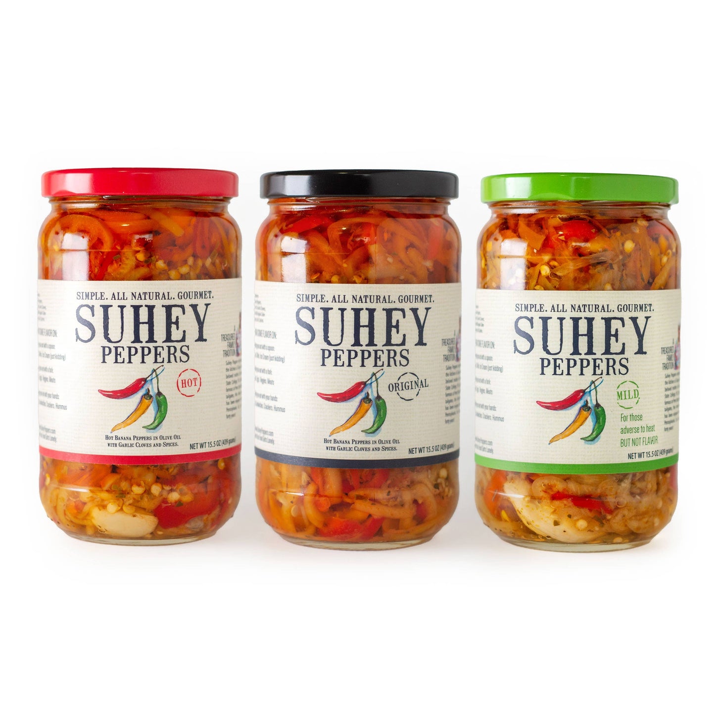Suhey Peppers Medium Heat Peppers in Olive Oil, 15.5oz
