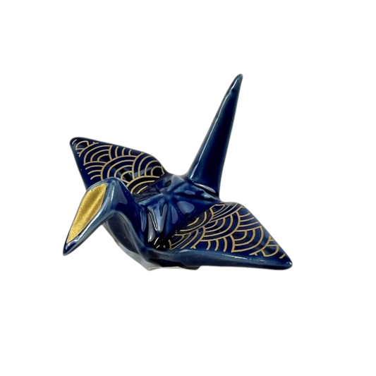 Urban Tokyo Origami Crane Porcelain Chopsticks Rest, Navy Blue