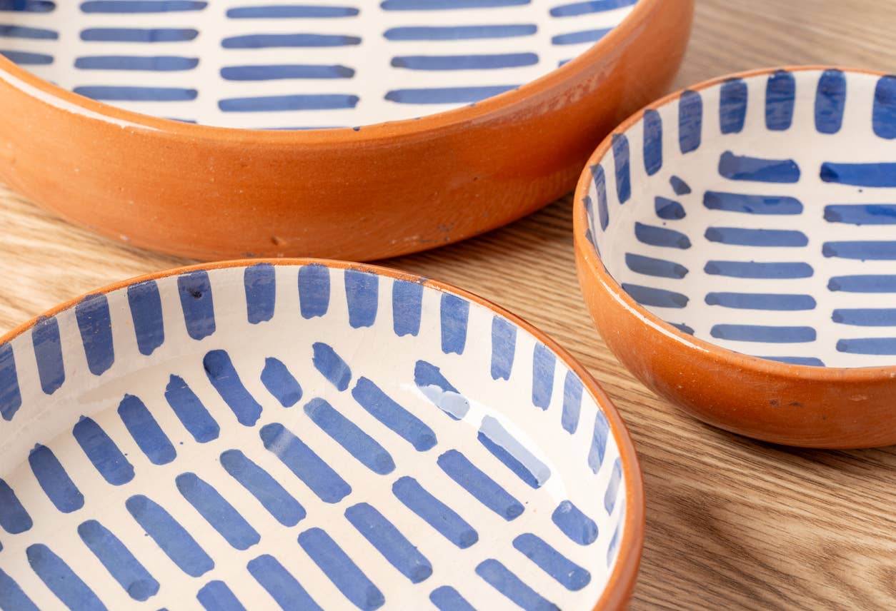 Moroccan Blue Stripe Dishes