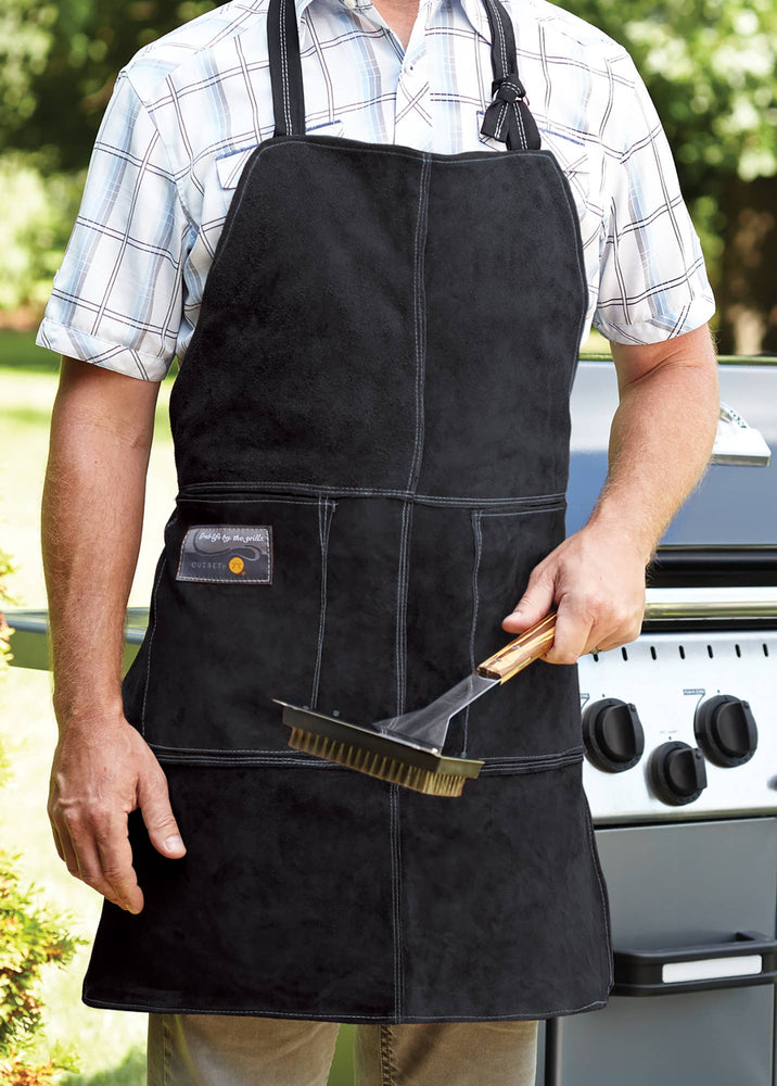 Leather Grill Apron, Black