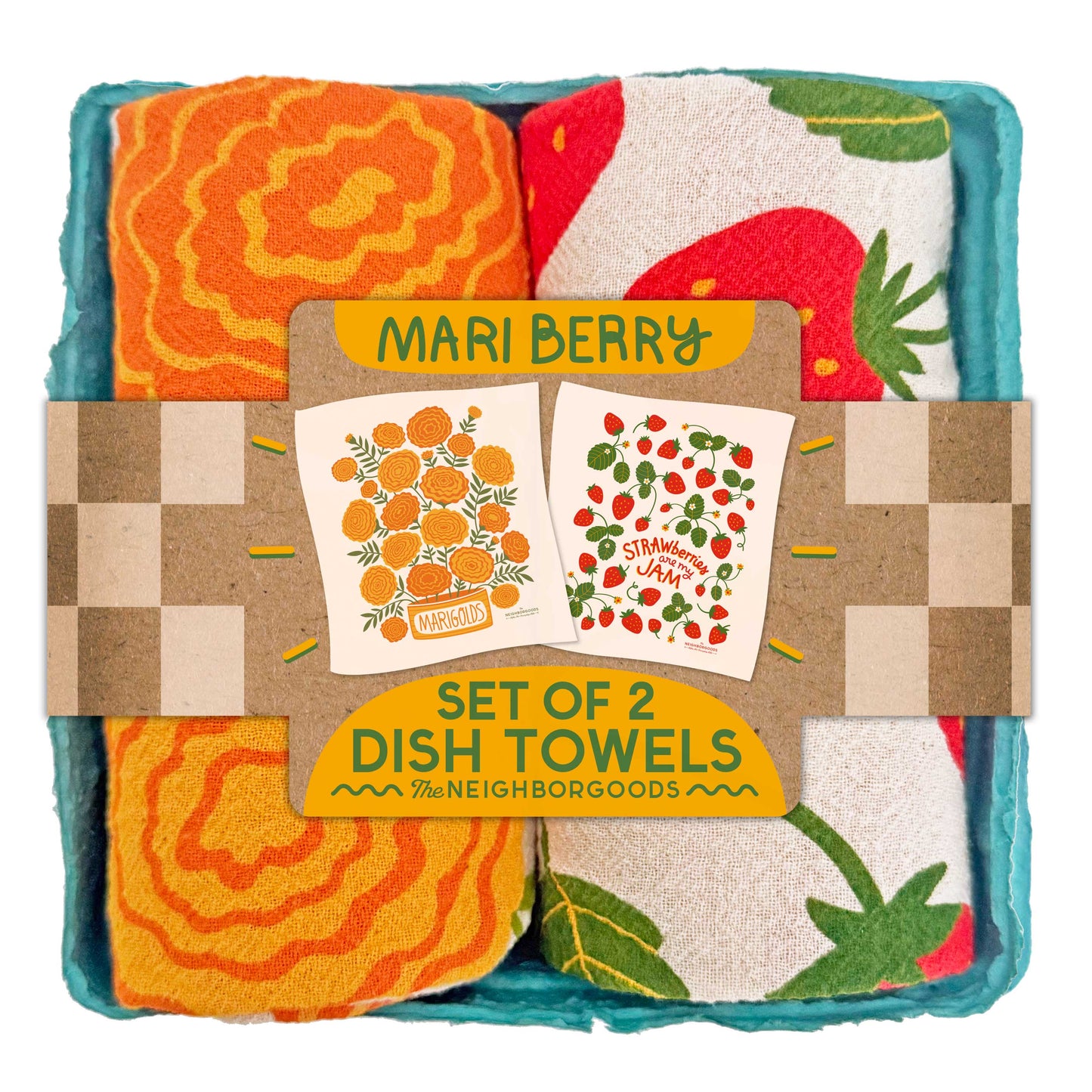 The Neighborgoods Mari Berry Tea Towel, Set of 2