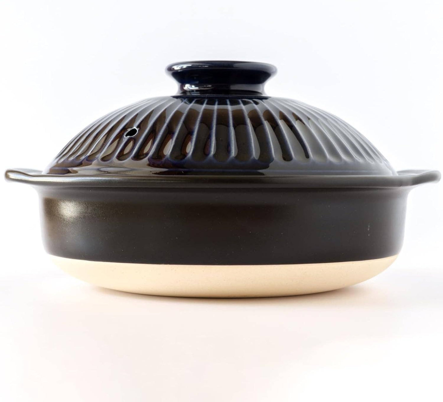 Urban Tokyo Banko Ware Ginpo Donabe Hot Pot Kikuhana Design, Navy Blue