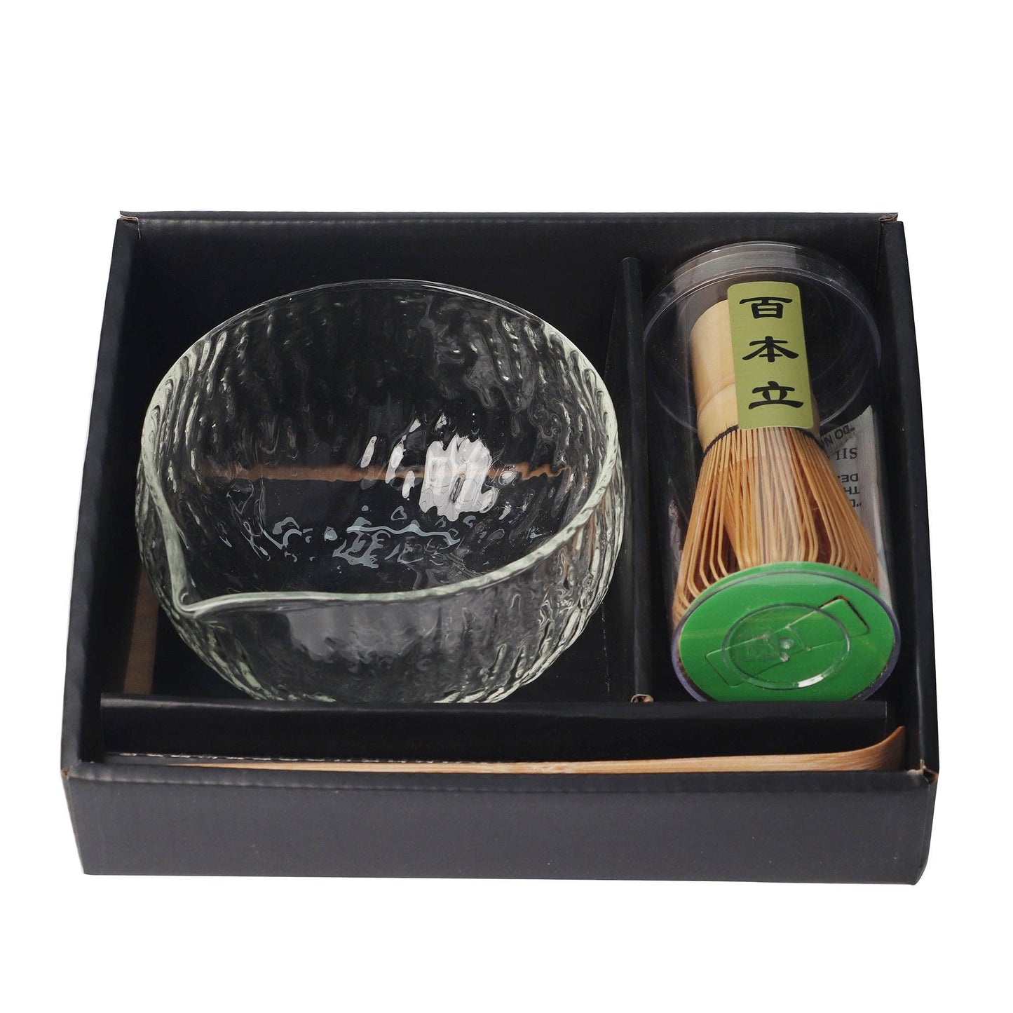 Glass Matcha Latte Bowl with Whisk and Scoop