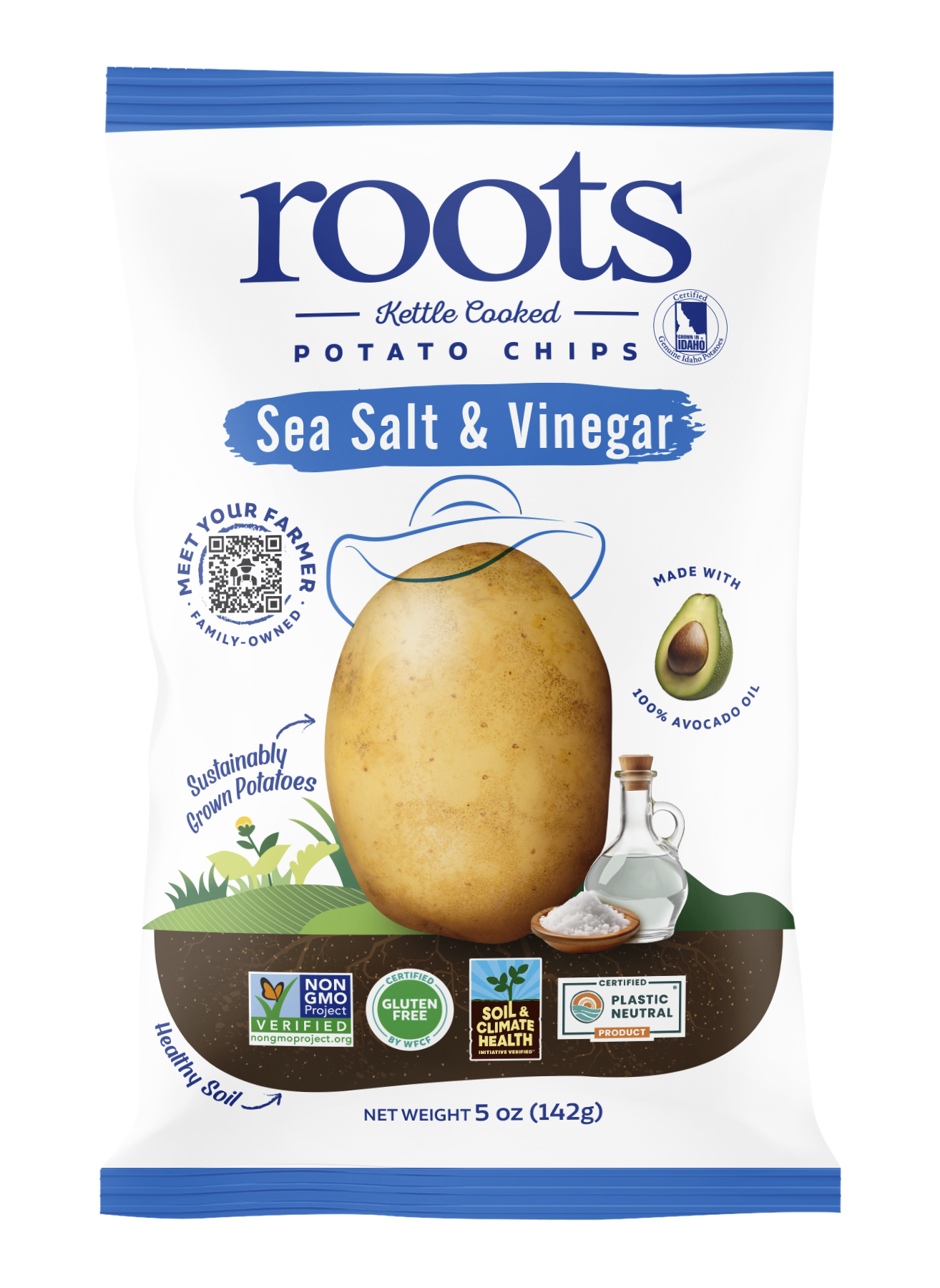 Roots Potato Chips Sea Salt & Vinegar Kettle Potato Chips, 5oz