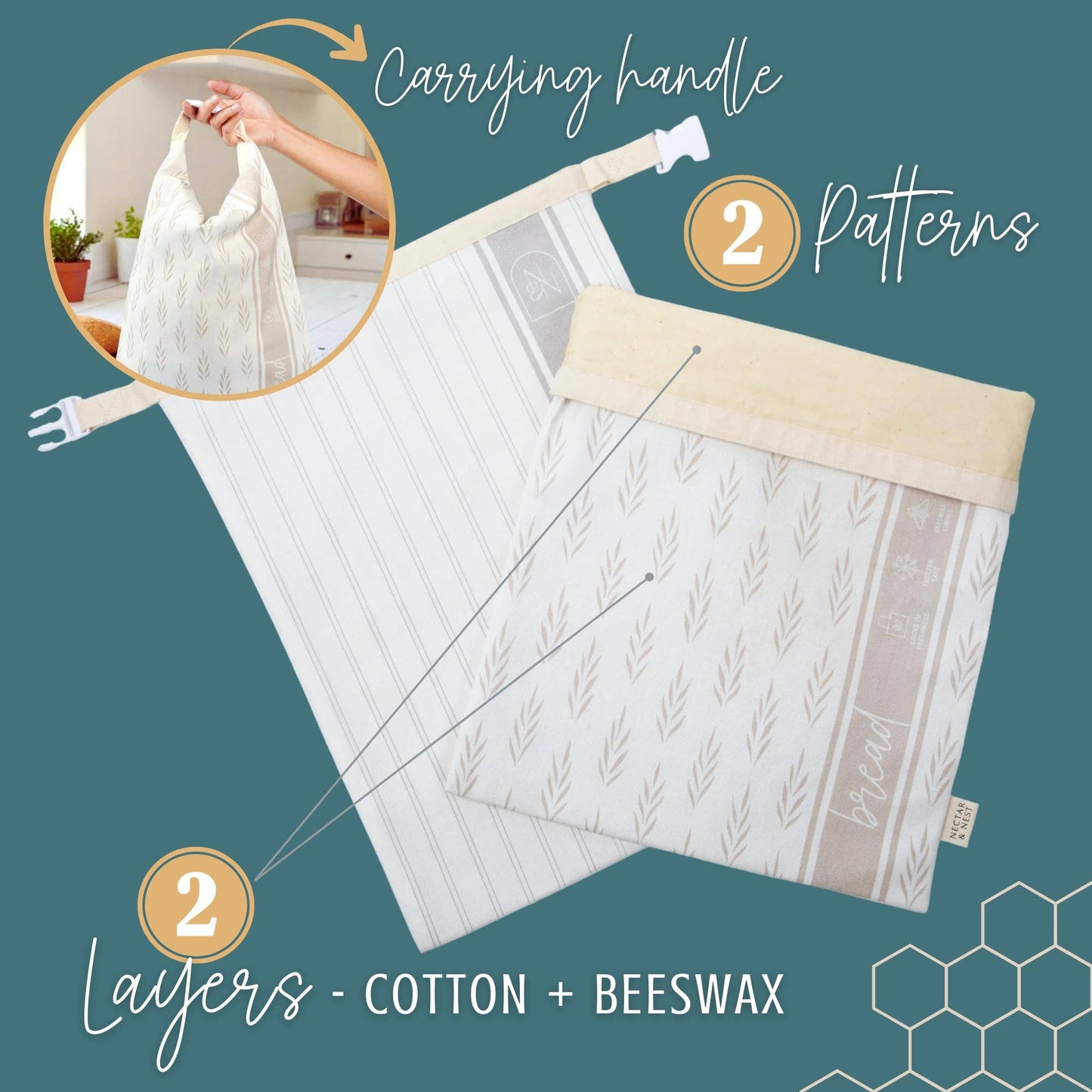 Nectar & Nest Reusable Beeswax Bread Bags