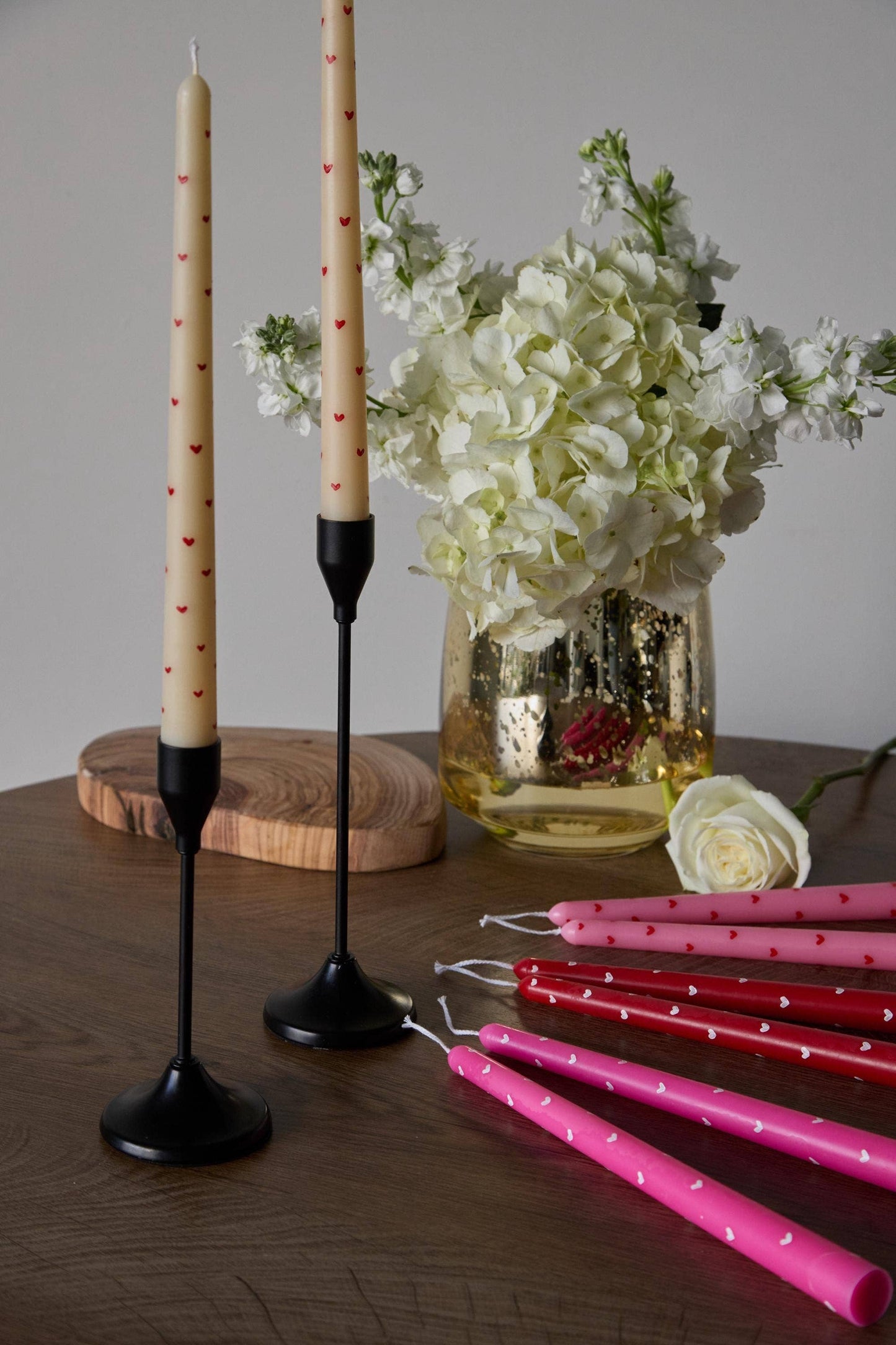 Hand-Painted Heart Taper Candle,  10”