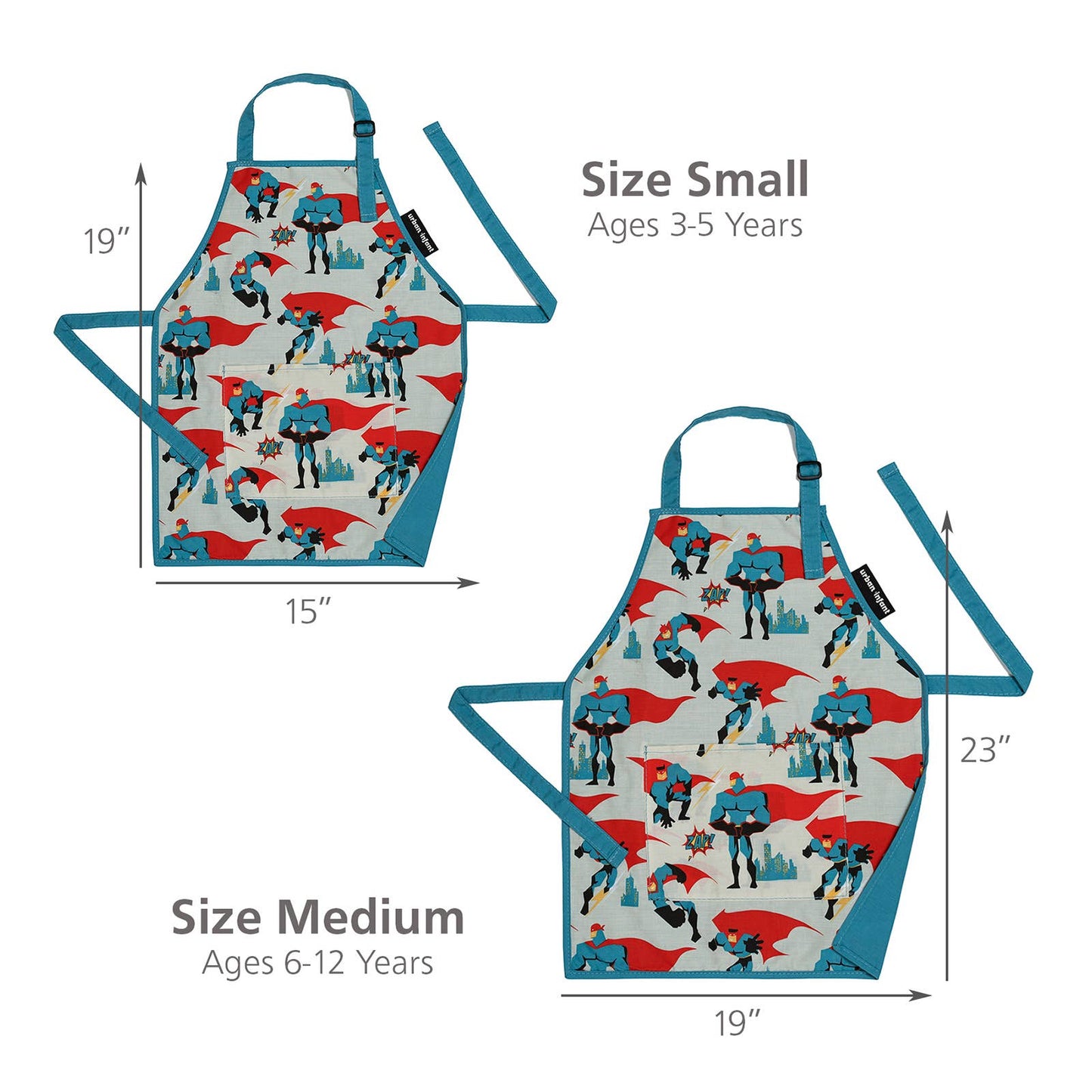 Urban Infant - Little Helper Kids Apron, Washable Cotton/Poly - Urban Dude