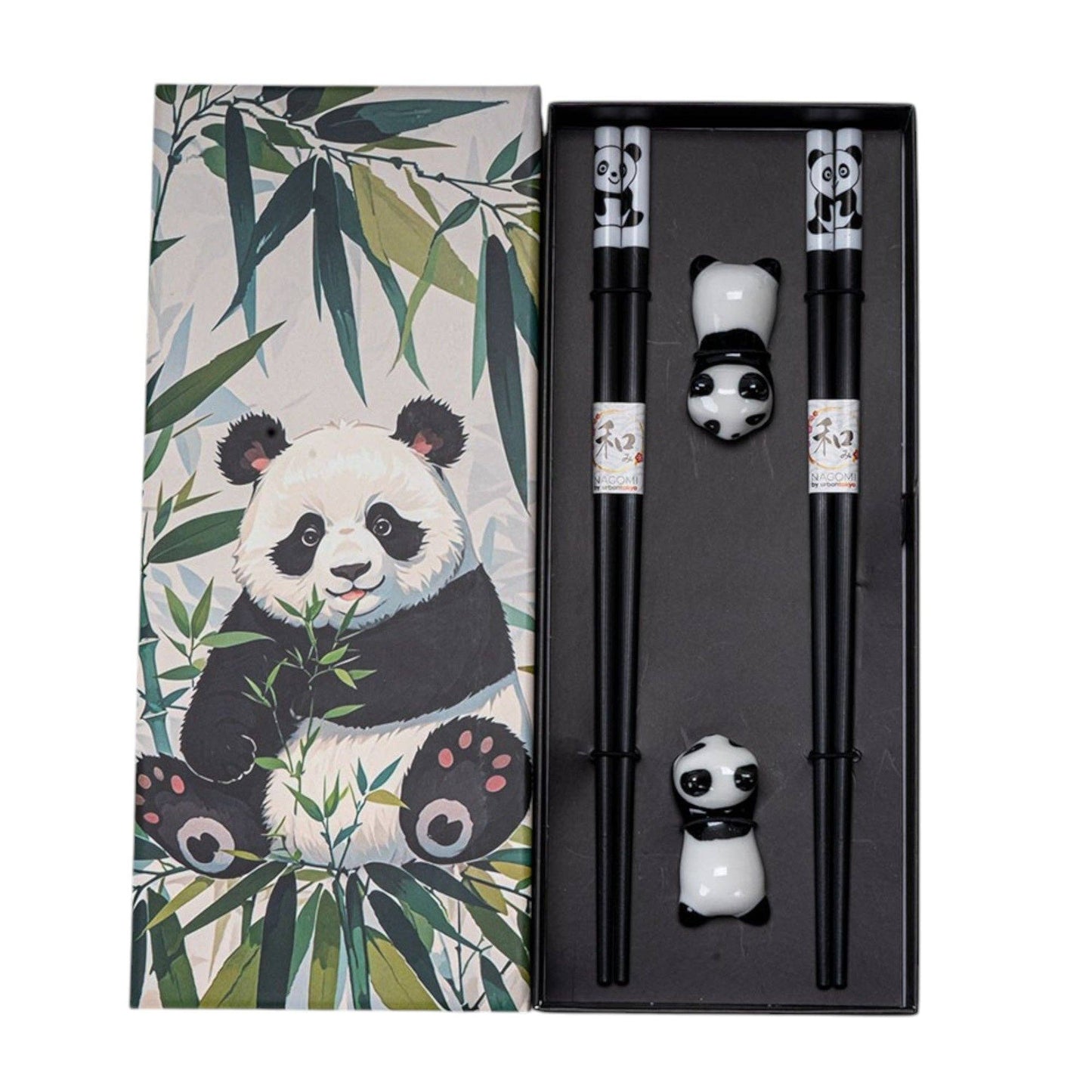 Urban Tokyo Panda Cat 2 Pair Chopsticks and Chopsticks Rests Gift Set