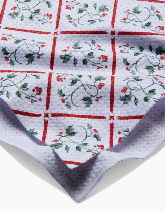 Geometry - Christmas Mistletoe Trellis Tea Towel