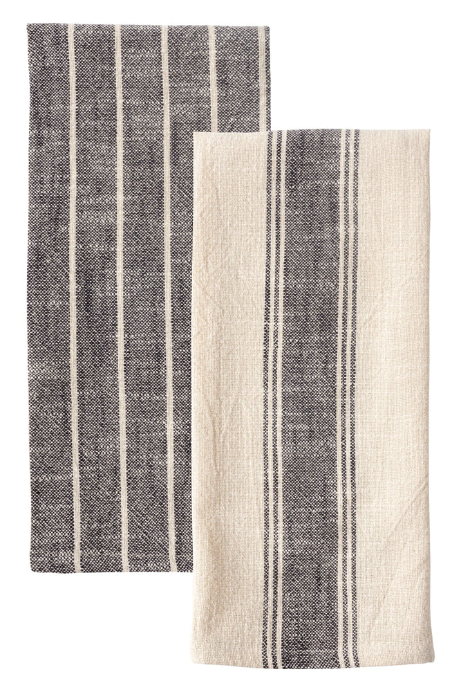 KAF Home Firenze Natural Slubbed Kitchen Towels, 18" x 28", Olive, Set of 2