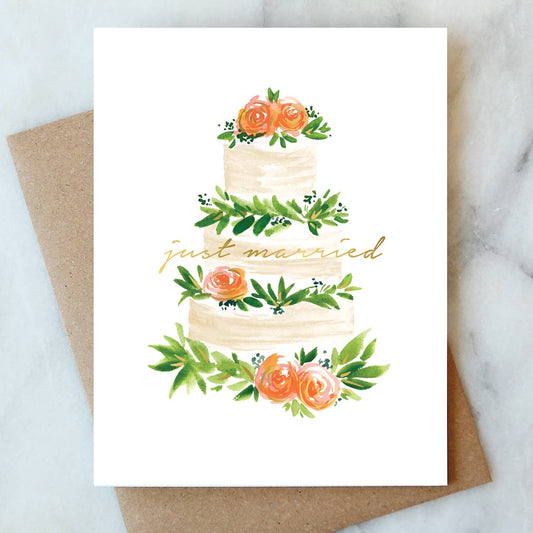Abigail Jayne Design - Just Married Cake Greeting Card | Wedding Card