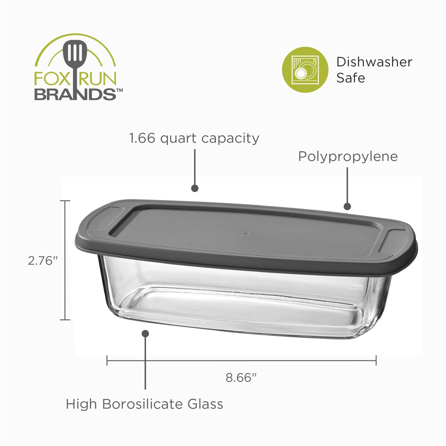 Fox Run Glass Loaf Pans with Lids, Set of 2