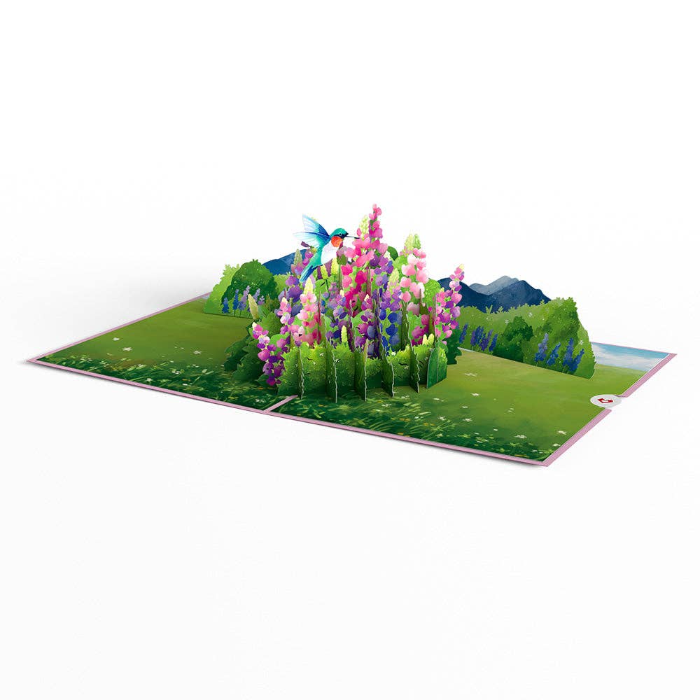 Lovepop Lupine Hummingbird Pop-Up Card