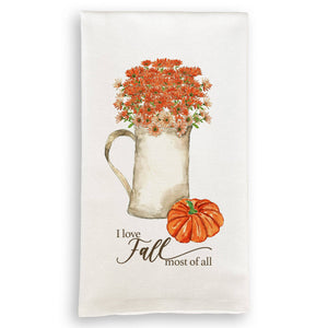 Pitcher of Fall Flowers Dishtowel