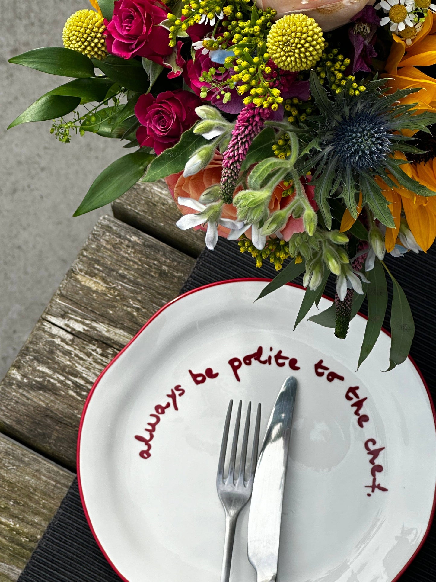 MÆGEN Statement Plate - 'always be polite to the chef.'