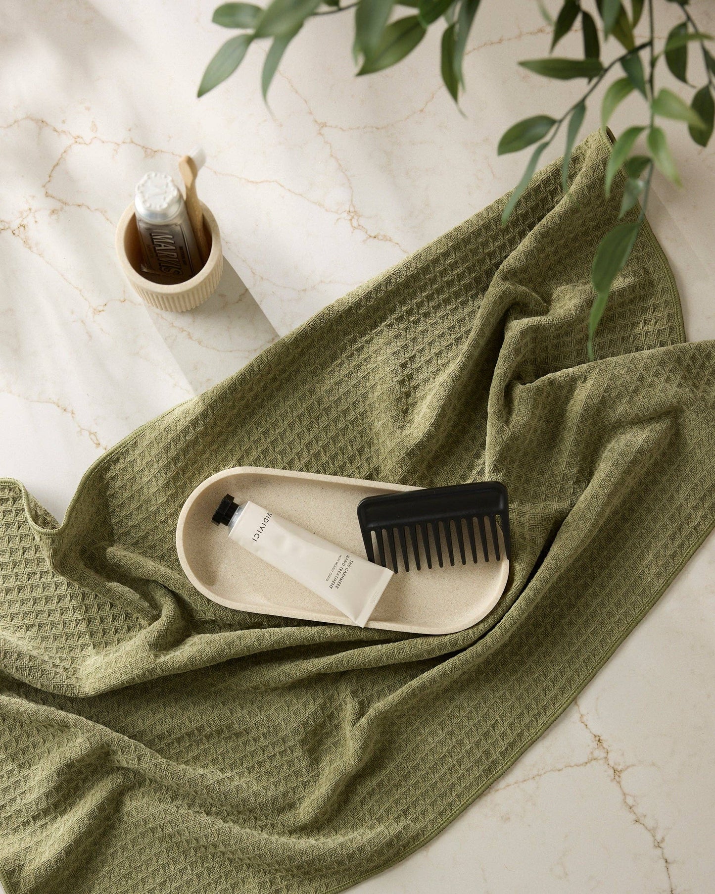 Geometry - Olive Truffle Hand Towel