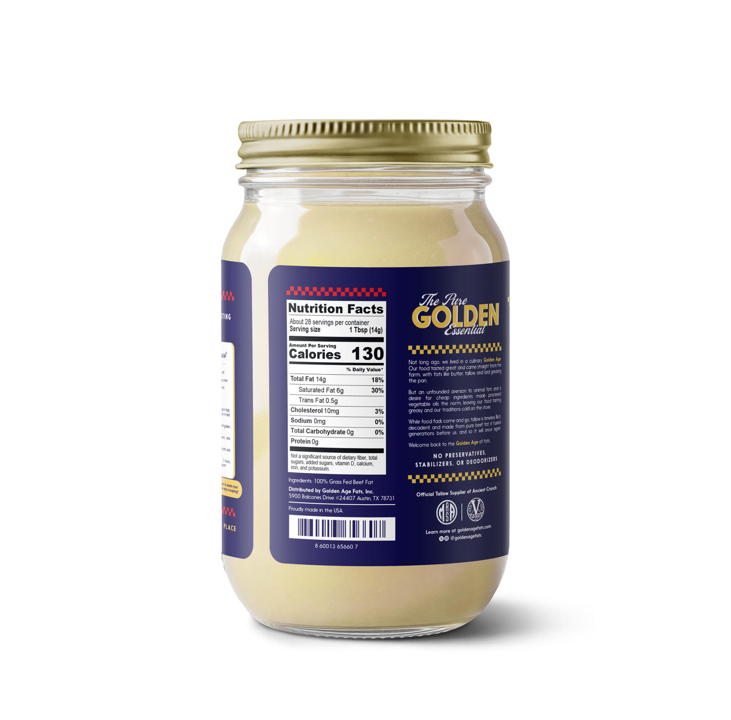 Golden Age Fats Grass Fed Beef Tallow, 14oz