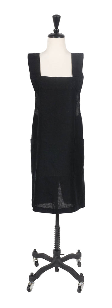 KAF Home Firenze Stone Washed Linen Cross Back Smock Apron, Navy