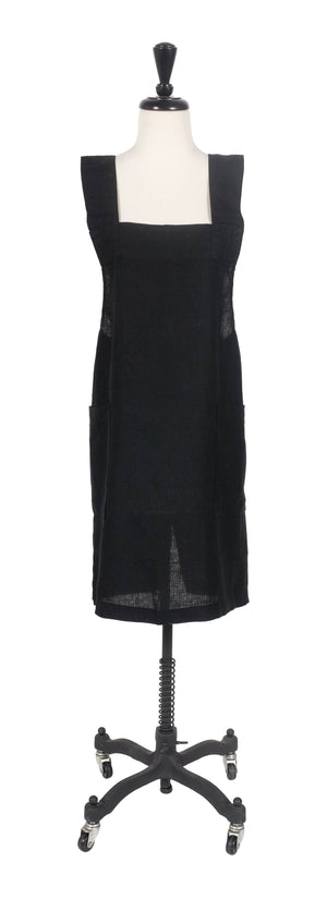 KAF Home Firenze Stone Washed Linen Cross Back Smock Apron, Navy