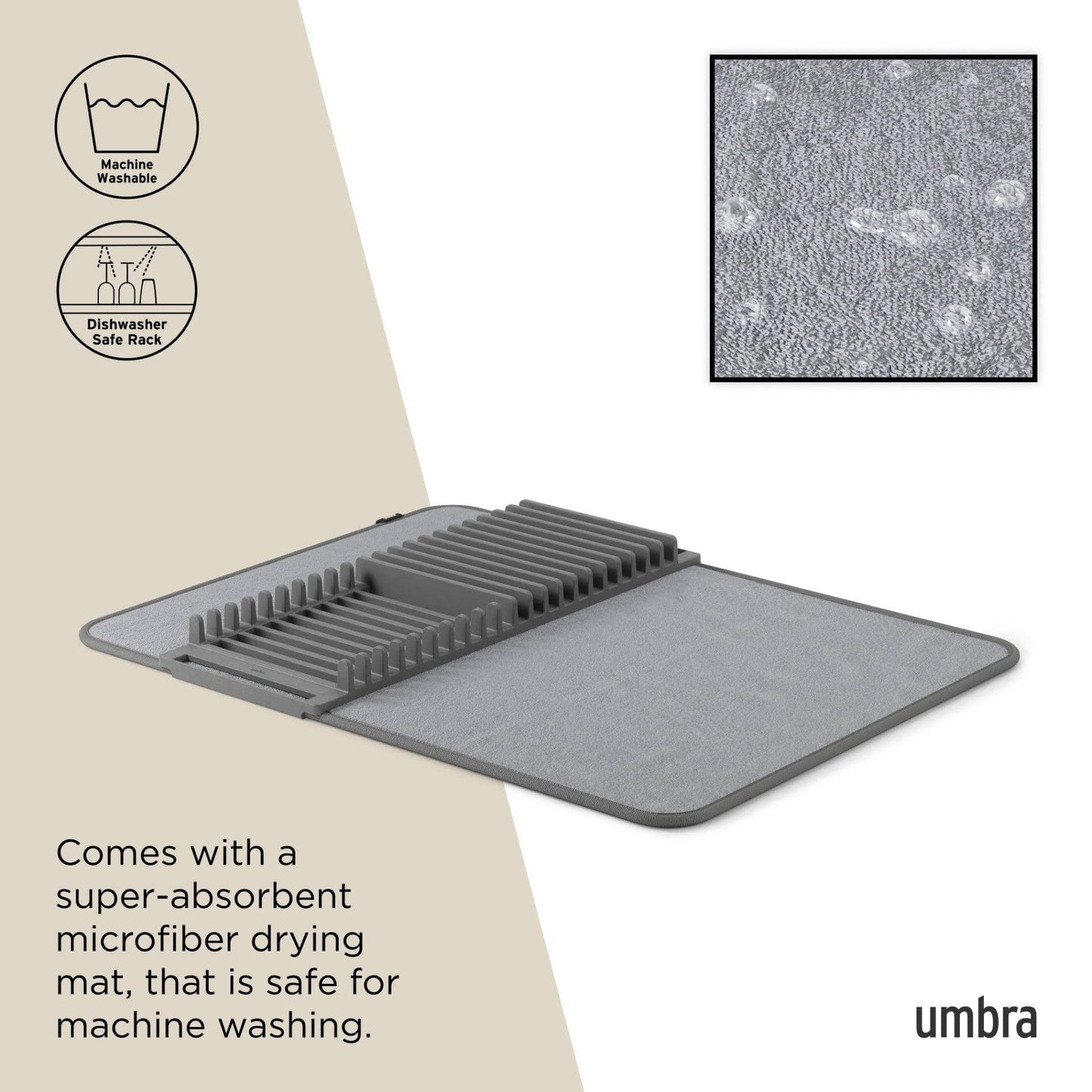 UDry Dish Rack with Drying Mat