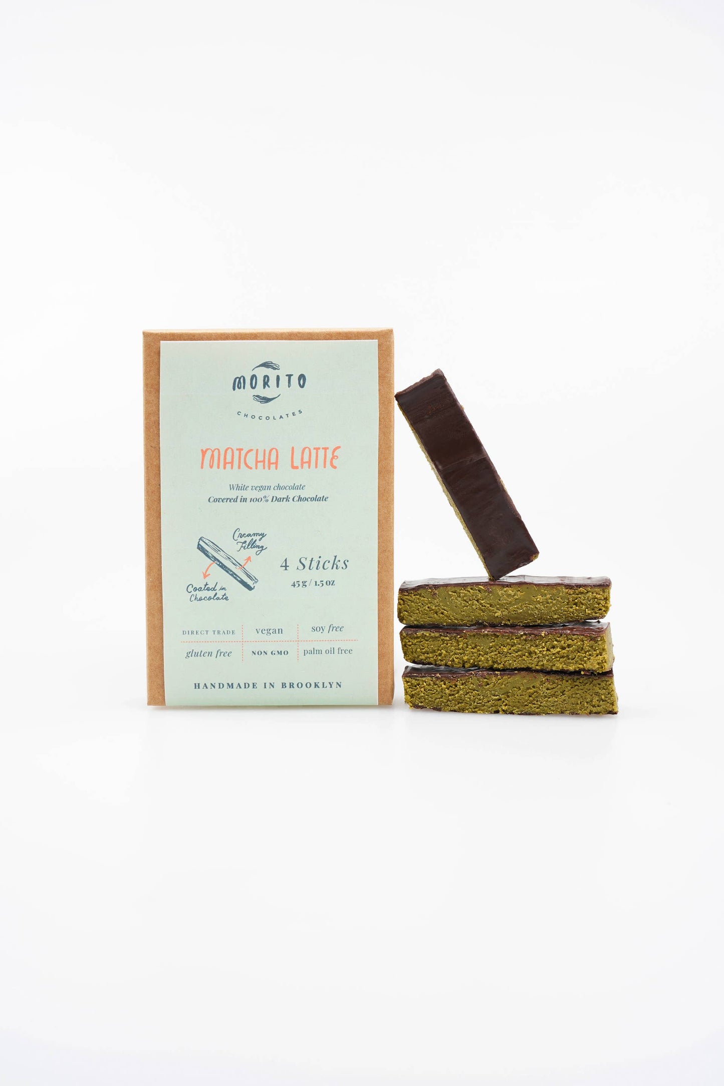 Morito Chocolates - MATCHA LATTE- 4-Pack of Vegan Chocolate Sticks