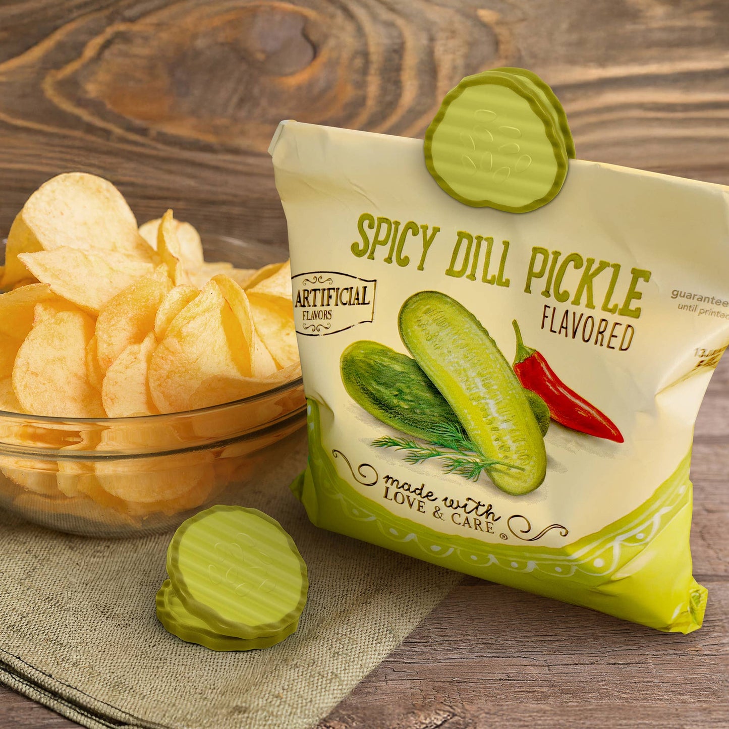 Pickle Chips Bag Clips, Set of 4