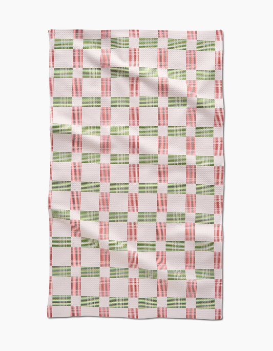 Geometry - Be Merry Plaid Tea Towel