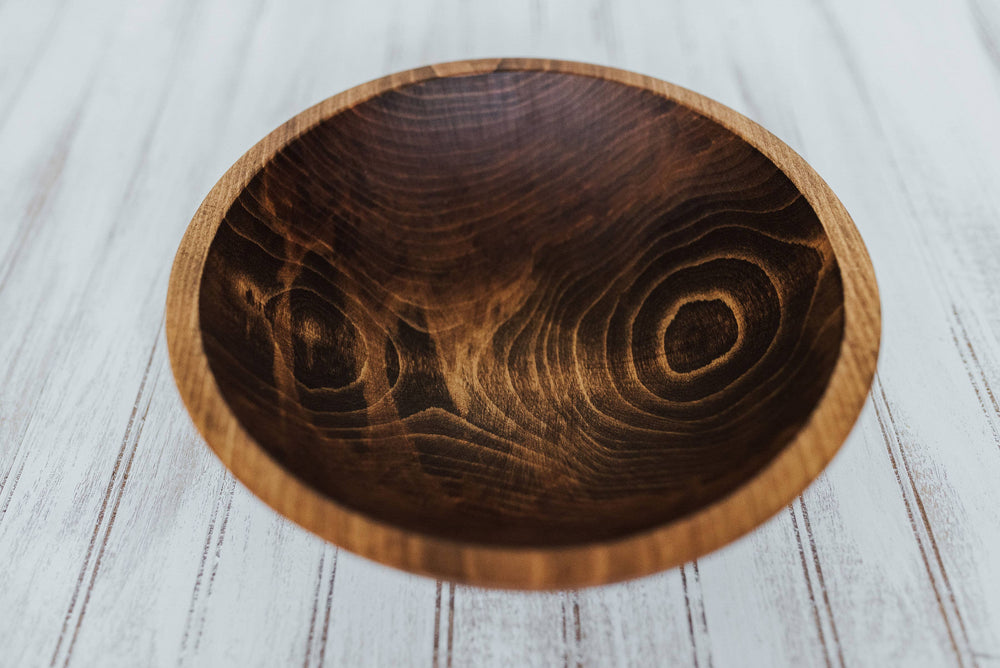 Natural Beech Bowl/Dark Walnut & Oil Finish, 12”
