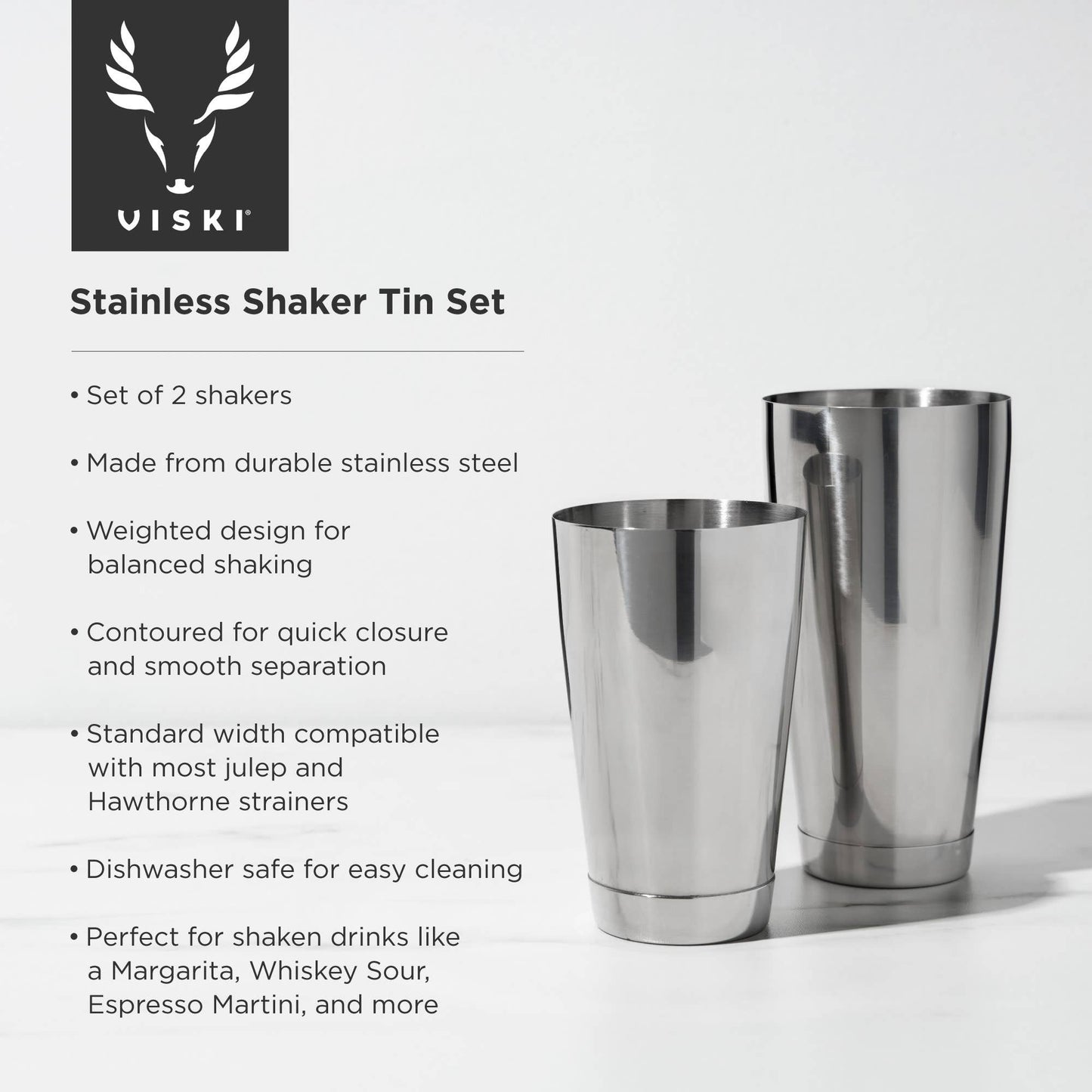 Harrison Stainless Steel Cocktail Shake, Set of 2