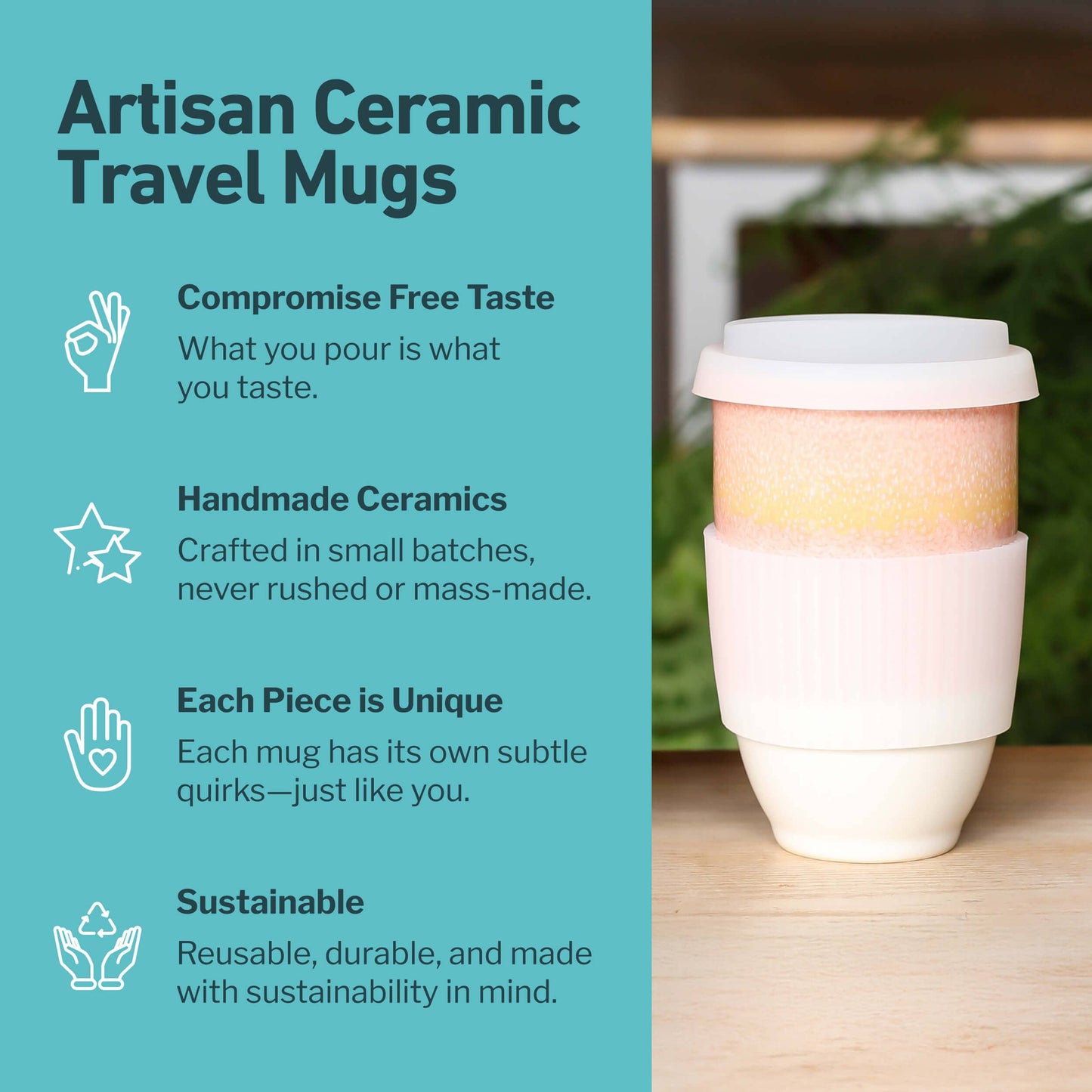 Nova Ceramics Afterglow Ceramic Travel Mug, 12oz