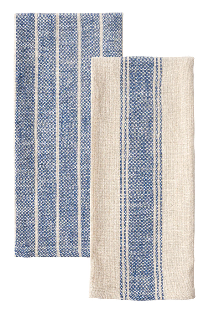 KAF Home Firenze Natural Slubbed Kitchen Towels, 18" x 28", Olive, Set of 2