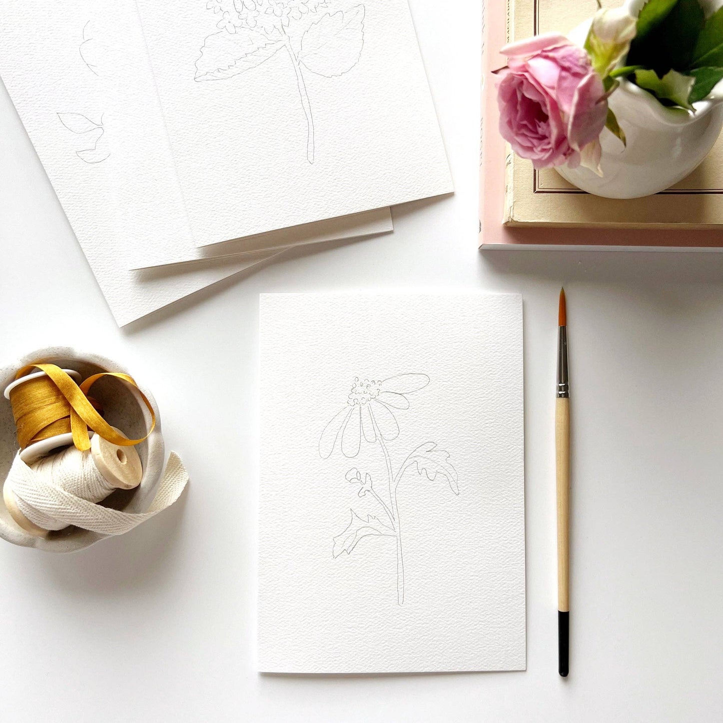 emily lex studio Garden Flowers Paintable Watercolor Notecard Set